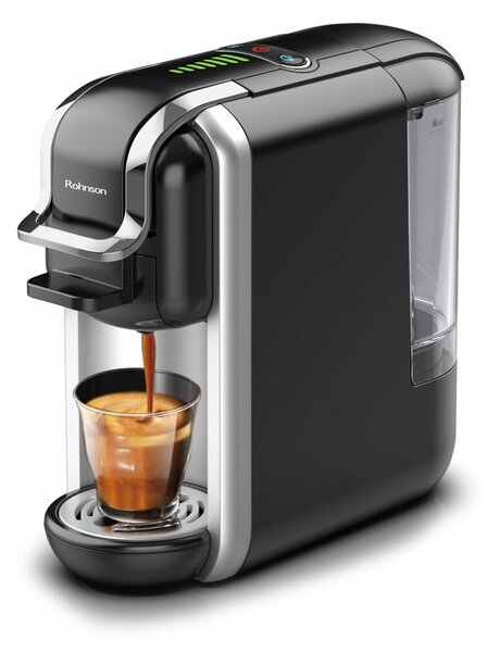 Кафемашина на капсули Rohnson R-98041, 1450W, 19bar, 0.6 л. обем на резервоара за вода, черна