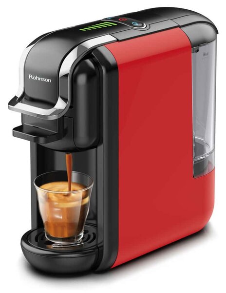 Кафемашина на капсули Rohnson R-98043, 1450W, 19bar, 0.6 л. обем на резервоара за вода, червена