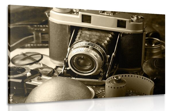 Картина на платно – Стар фотоапарат в сепия