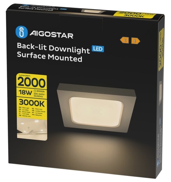 Aigostar - LED повърхностно монтирано таванно осветително тяло LED/18W/230V 3000K 22,6x22,6 cm бяло