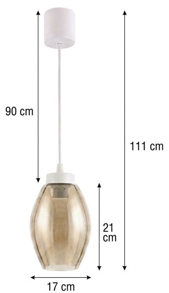 Brilagi - LED полилей на кабел R GLASS 1xE27/60W/230V Ø 17 см бял/димно бежов