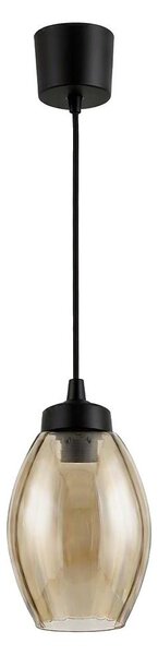 Brilagi - LED полилей на кабел R GLASS 1xE27/60W/230V Ø 17 см черно/димчато бежово