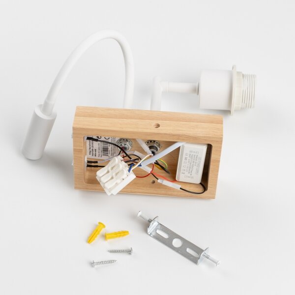 Brilagi - LED Flex. лампа BOBO WOOD 1xE27/25W/230V + LED/3W дъб/бяла/крем./крал