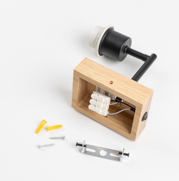 Brilagi - Настенна лампа BOBO WOOD 1xE27/25W/230V дъбова/черна/бежова/на точки
