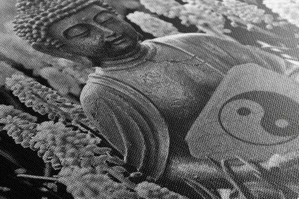 Картина на платно – Ин и Ян Буда в черно-бяло