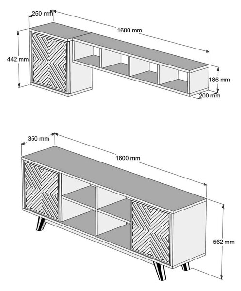Тв комплект цвят орех-жълт 160x35x56.2
