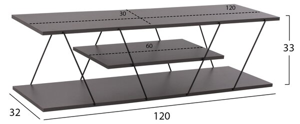 Тв шкаф TARS тъмно сив цвят 120x32x33.2