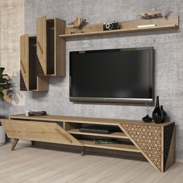 Меламинов тв шкаф в натурален дъбов цвят 180x37x40см