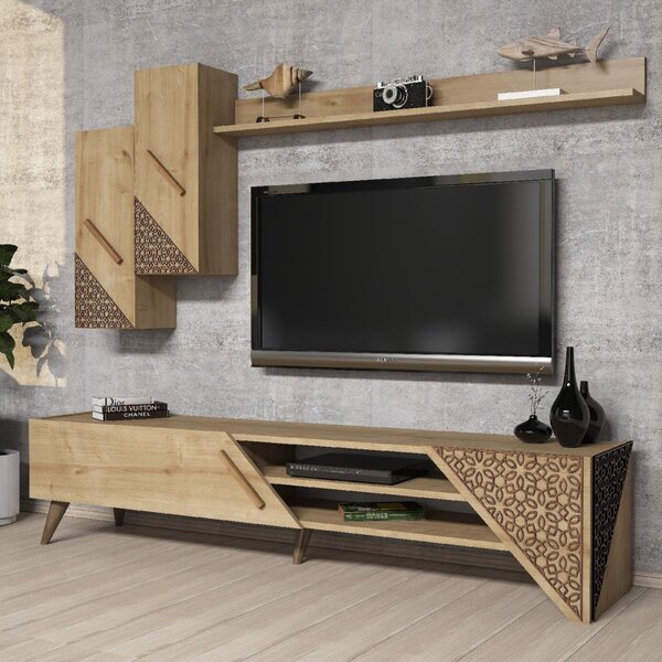 Меламинов тв шкаф в натурален дъбов цвят 180x37x40см