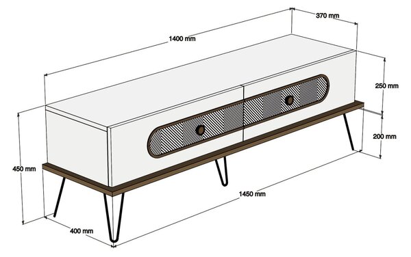 Тв шкаф цвят крем 145x40x45