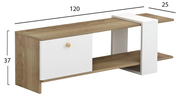 Тв шкаф HENRIETTE цвят бял-сонама 120x25x37