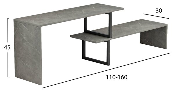 Тв шкаф BRIGGITE сив цвят 160x30x45