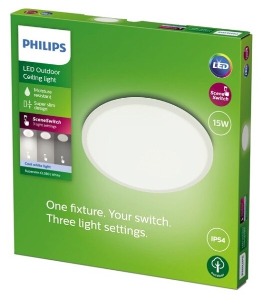 Philips - LED Димируема екстериорна лампа SUPERSLIM LED/15W/230V IP54 бял