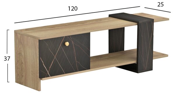 Тв шкаф HENRIETTE цвят черен-натурал 120x28,5x37,5