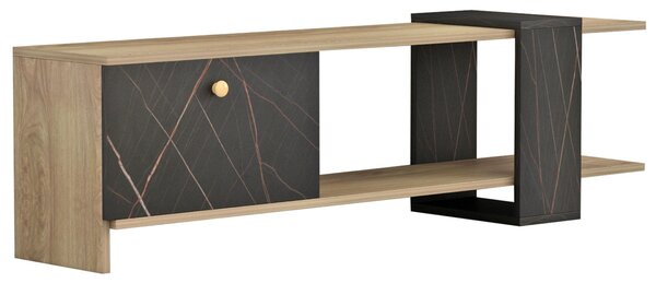 Тв шкаф HENRIETTE цвят черен-натурал 120x28,5x37,5