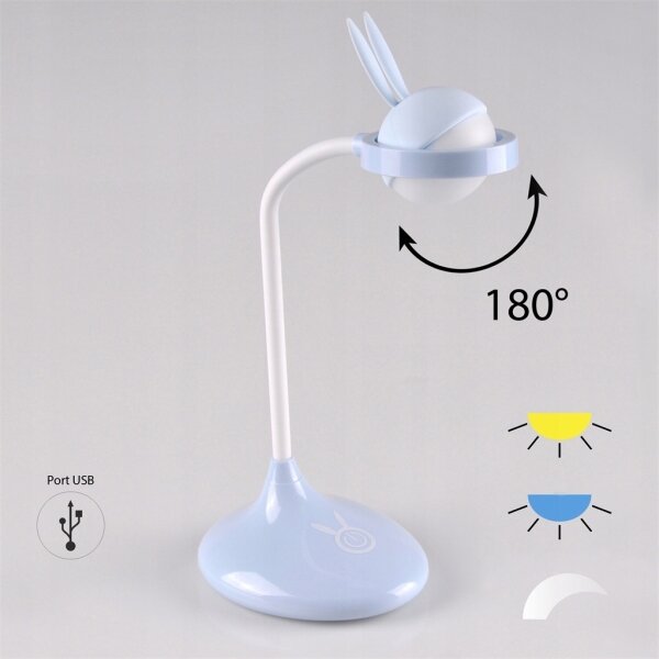 LED Детска сензорна лампа RABBIT LED/0,4W/5V 3000/6500K синя + USB