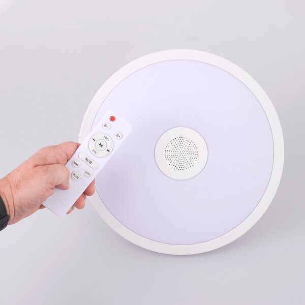 Globo - LED RGB Лампа за баня с високоговорител RAFFY LED/18W/230V IP44 + д.у