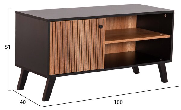 ТВ шкаф Kruden меламинов черен-натурал 100x40x51см