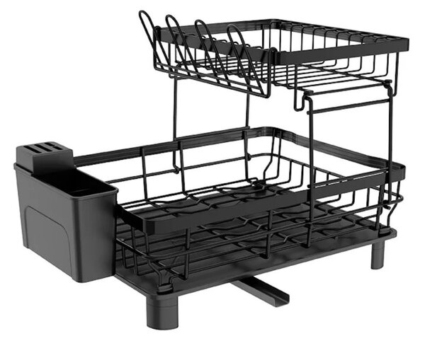 Сушилник за съдове HausRoland HR306-2, 2 нива, 48.5 х 33 х 32.5 см, Графит