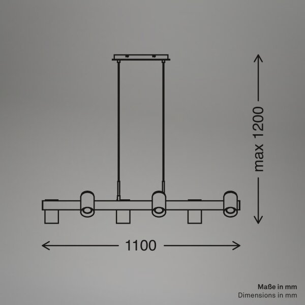 Briloner 4059065 - Полилей с кабелно окачване ERA 6xGU10/10W/230V, черен