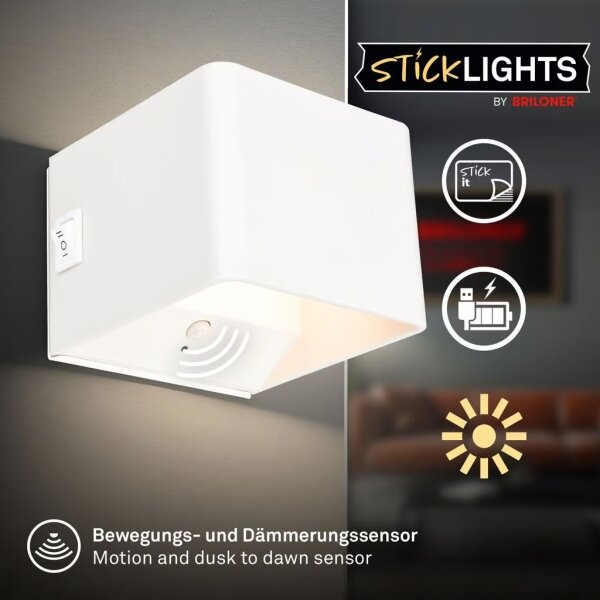 Briloner 3879016 - Зареждаема LED стенна лампа със сензор BORRA LED/1,5W/5V 3600 mAh бяла