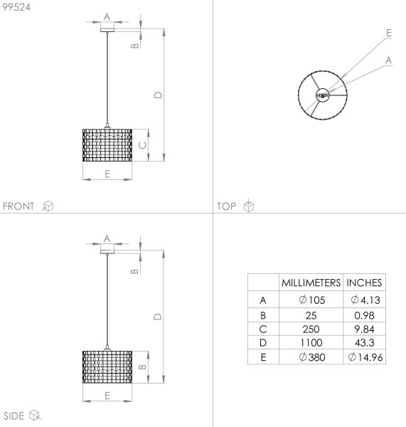 Eglo 99524 - Висящ полилей MARASALES 1xE27/40W/230V Ø 38 cм