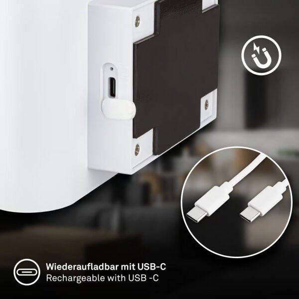 Briloner 3878016 - LED акумулаторна стенна лампа със сензор CHAT LED/3W/5V 2000 mAh бяла