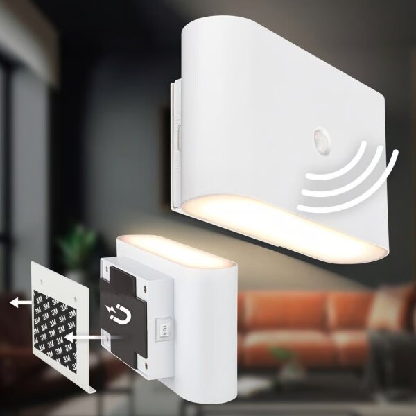 Briloner 3878016 - LED акумулаторна стенна лампа със сензор CHAT LED/3W/5V 2000 mAh бяла