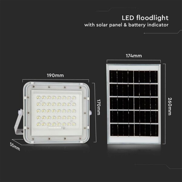 LED Екстериорен соларен прожектор LED/6W/3,2V IP65 4000K бял + д.у