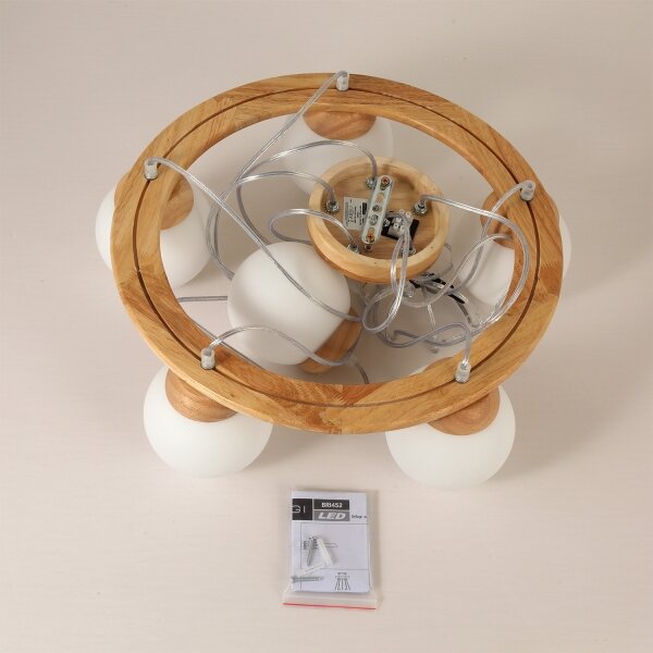 Brilagi - Подвесен полилей на кабел VISBY WOOD 6xE27/60W/230V, диаметър 58 см, дърво
