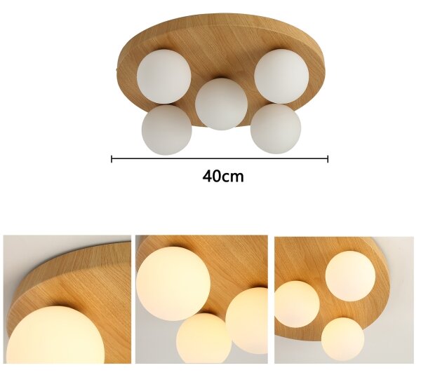 Brilagi - Таванно осветително тяло LUND WOOD 5xG9/9W/230V, диаметър 40 см, дърво