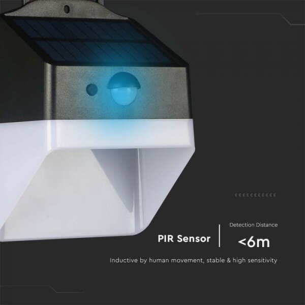 LED соларен стенен фенер с сензор LED/2W/3,7V 4000K IP65 1200 mAh