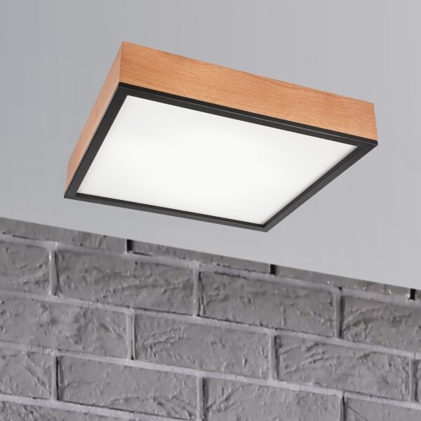 Плафон OAK SQUARE 4xE27/15W/230V 48x48 см дъб/черен