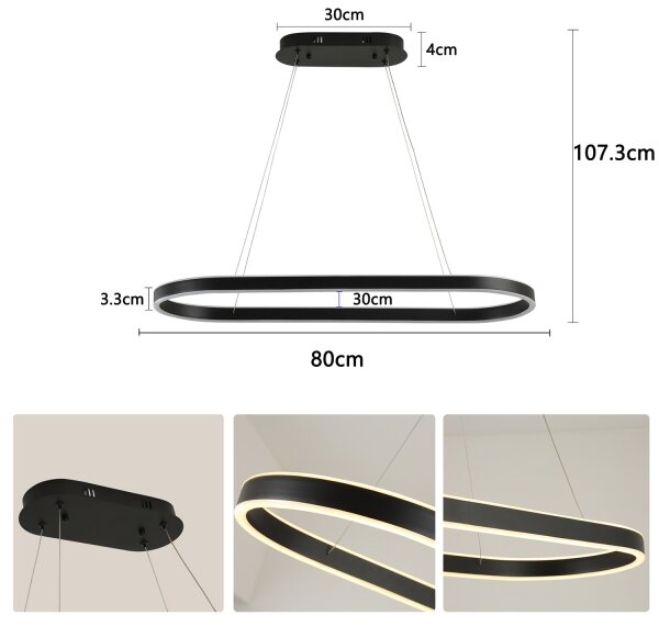Brilagi - LED полилей на кабел PONDIE LED/43W/230V 80x30 cm черен