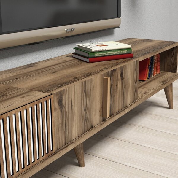 Тв комплект орех с бял цвят 180x35x40см