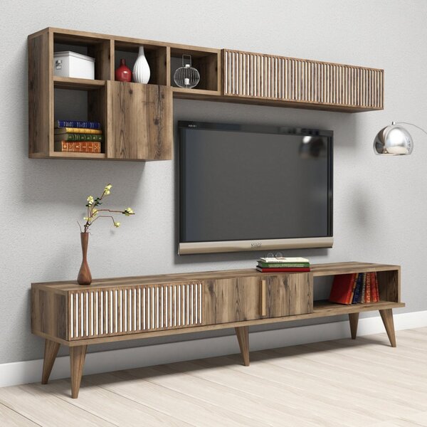 Тв комплект орех с бял цвят 180x35x40см
