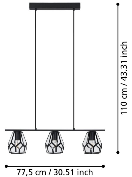 Eglo 43644 - LED полилей на кабел MARDYKE 3xE27/40W/230V