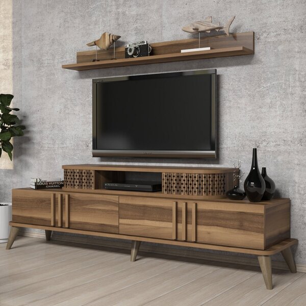 Меламинов тв шкаф в цвят орех 168x39x51.6см