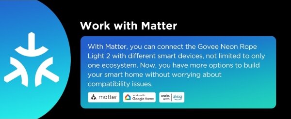 Govee - Neon 2 MATTER сгъваем LED лента 5m RGBIC Wi-Fi IP67