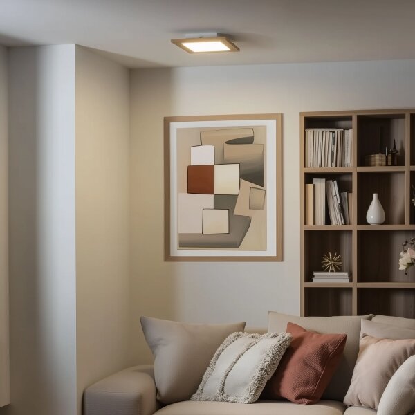Brilagi - LED Димируема лампа SLIMFRAME WOOD LED/25W/230V 34x34 см + д.у