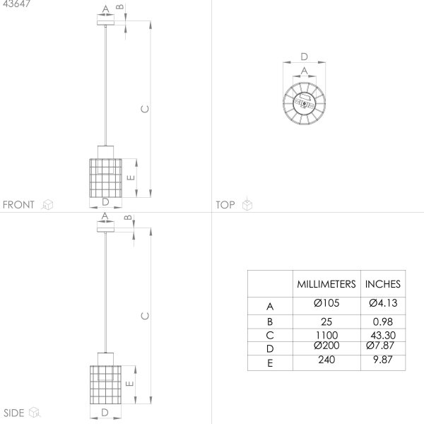 Eglo 43647 - Висящ полилей MILLIGAN 1xE27/40W/230V Ø 20 см сребрист