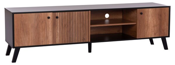 Тв шкаф Kruden меламинов в черно-натурален 180x40x51см