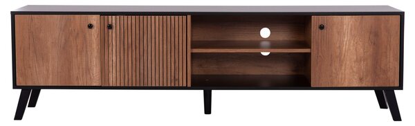 Тв шкаф Kruden меламинов в черно-натурален 180x40x51см