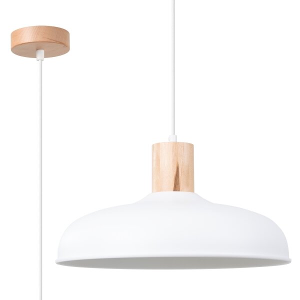 Sollux SL.1323 - Пендел INDY 1xE27/15W/230V Ø 38 см бял