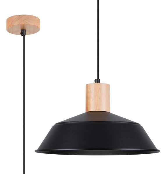 Sollux SL.1322 - Пендел FANO 1xE27/15W/230V Ø 34 см черен