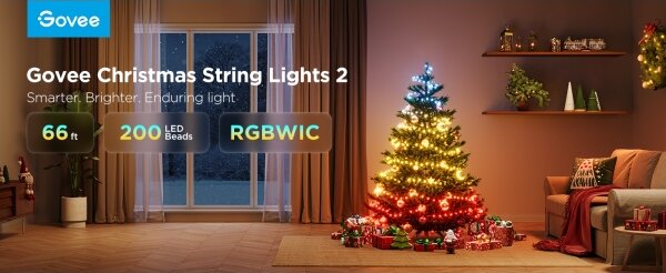Govee - LED RGBICW Екстериорен коледни лампички 2700-6500K 20m Wi-Fi Matter IP66