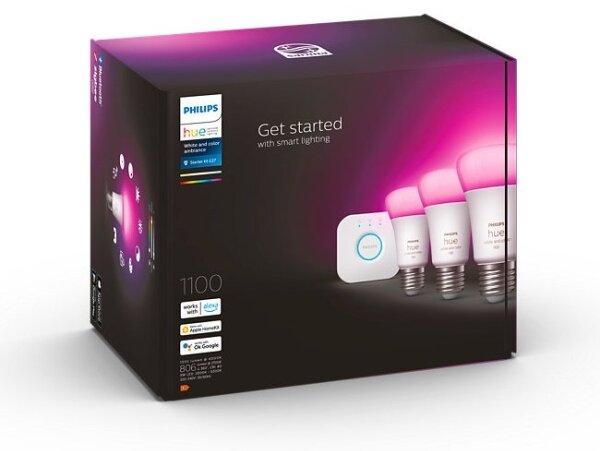 Базов к-кт Philips Hue WACA 3xE27/9W/230V 2000-6500K + взаимосвързващо устройство