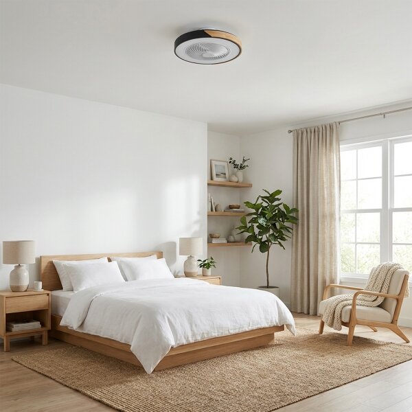 Brilagi-LED Димируемо осветително тяло с вентилатор LED/30W/230V 3000-6500K черно/дъб +ДУ
