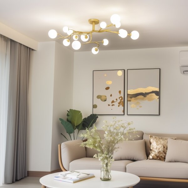 Brilagi - LED Полилей за повърхностен монтаж MISTEL 15xG9/3W/230V златист/бял