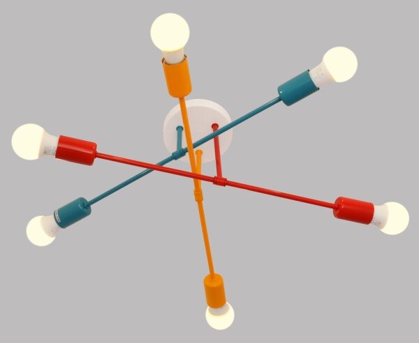Повърхностен полилей CAMBRIDGE 6xE27/20W/230V син/червен/оранжев